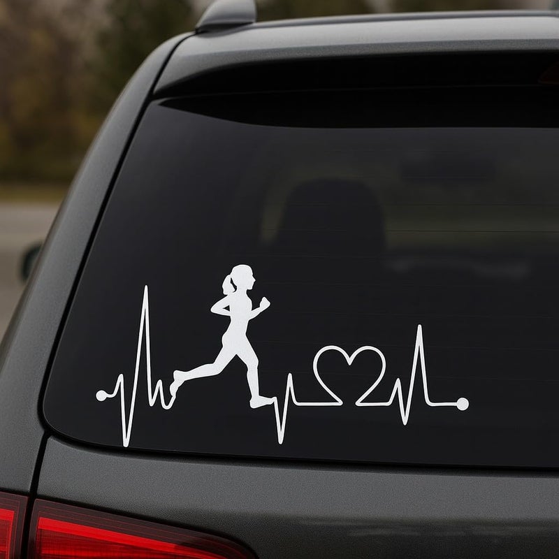 H-TRADINGS Run Girl Heartbeat Half Marathon 13.1, 26.2 Running Eye - Catching Vinyl Decal Sticker 7 x 4 Approximately White for Car, Truck, SUV, Laptop, Boat, Windows - Image 2